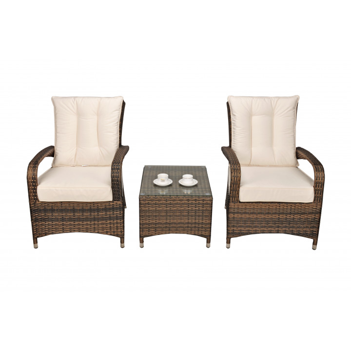 Rw 2 seat bistro set with square table dark brown