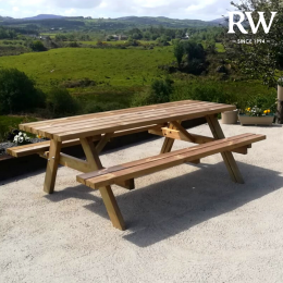 Rw 6 seat wooden picnic table benches 180cm 5ft 11inch
