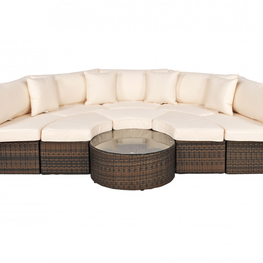 Morocco - Curved Sofa Set with 80cm Round Coffee Table (Dark Brown)