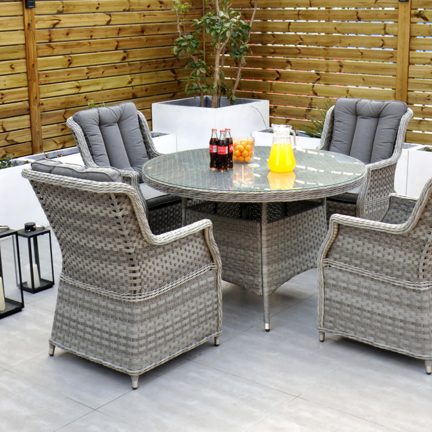 Bali - 4 Seat Set with 120cm Round Table (Grey)