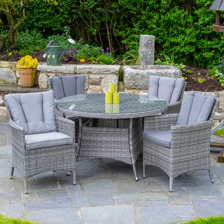 Oxford 4 seat set with 120cm round table dark grey