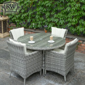 Oxford 4 seat set with 120cm round table light grey