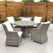 Yale 4 seat set with 120cm round table cream cushions