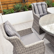 Yale 4 seat set with 120cm round table grey cushions