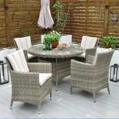 Dumont 4 seat set with 120cm round table natural