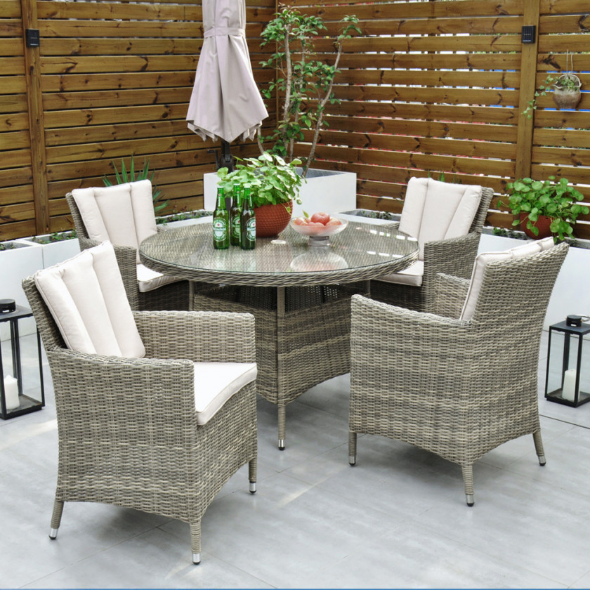 Dumont - 4 Seat Set with 120cm Round Table (Natural)