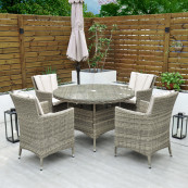 Dumont 4 seat set with 120cm round table natural