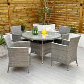 Cuba 4 seat set with 120cm round table light grey