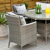 Cuba 4 seat set with 120cm round table light grey