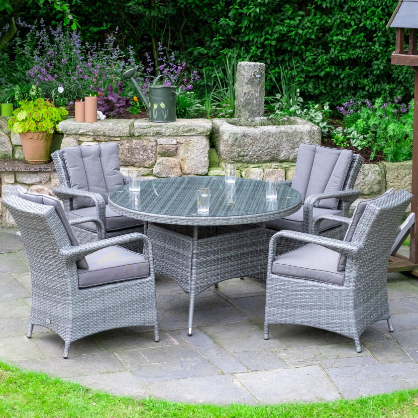 Havana - 4 Seat Set with 120cm Round Table (Light Grey)