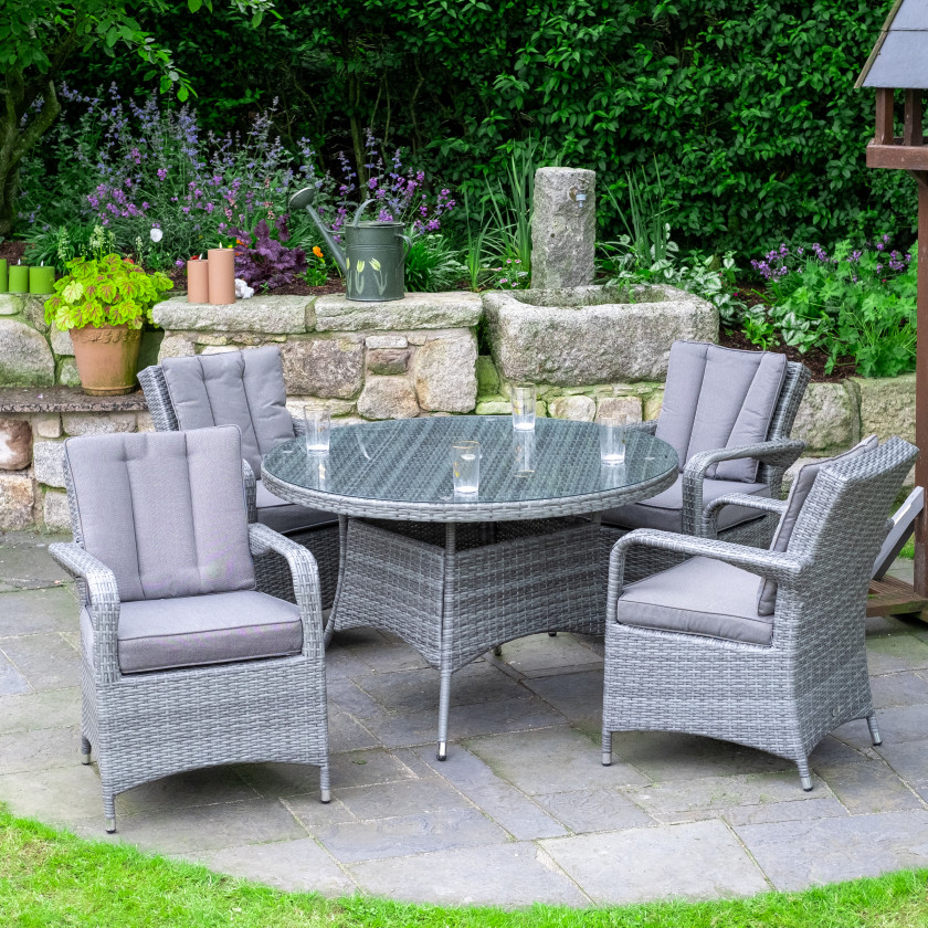 Havana - 4 Seat Set with 120cm Round Table (Light Grey)