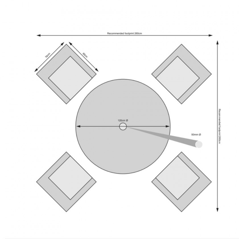 Havana - 4 Seat Set with 120cm Round Table (Light Grey)