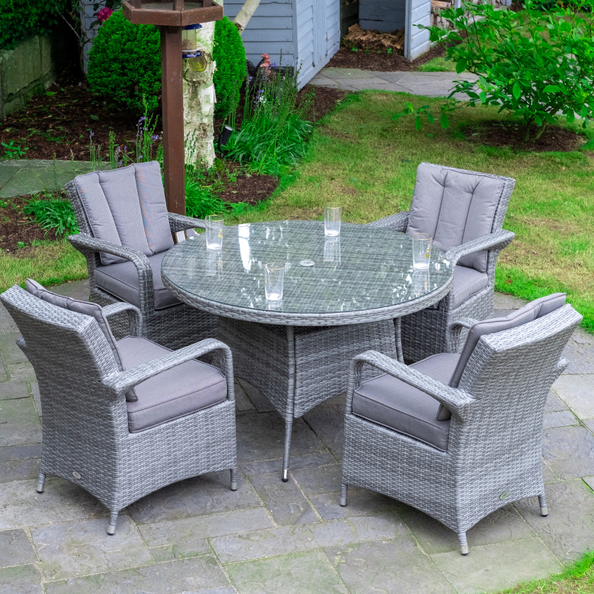 Havana - 4 Seat Set with 120cm Round Table (Light Grey)