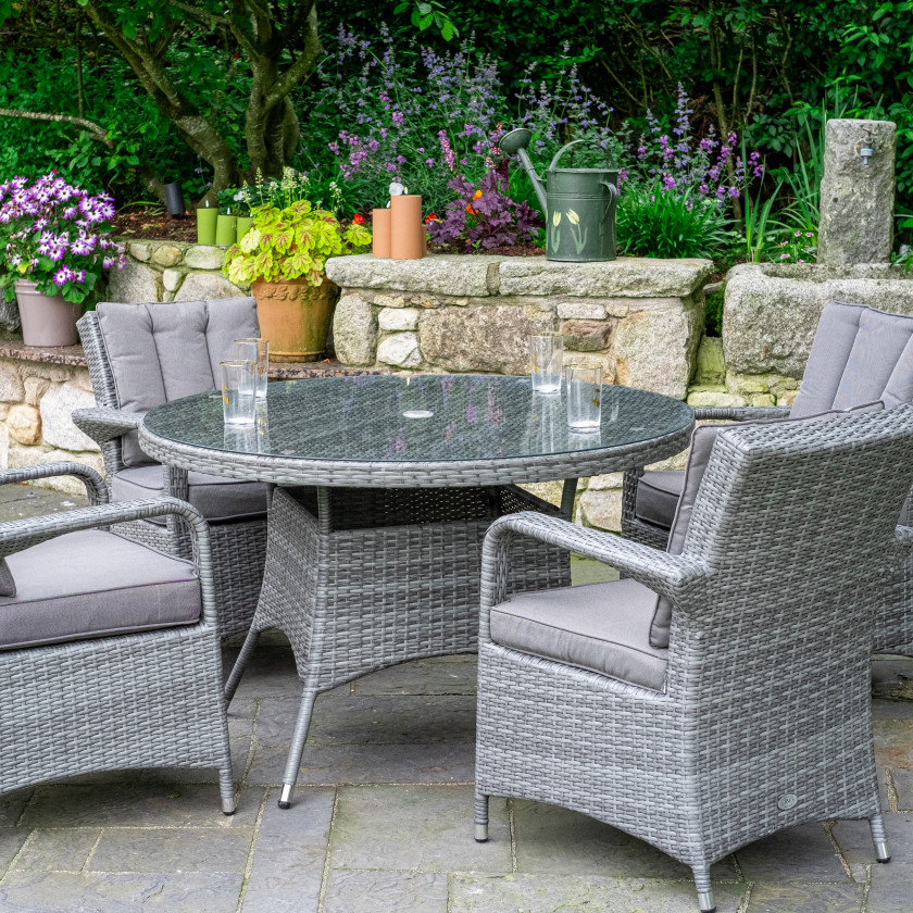 Havana - 4 Seat Set with 120cm Round Table (Light Grey)