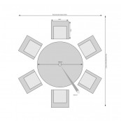 Bali 6 seat set with 135cm round table light grey