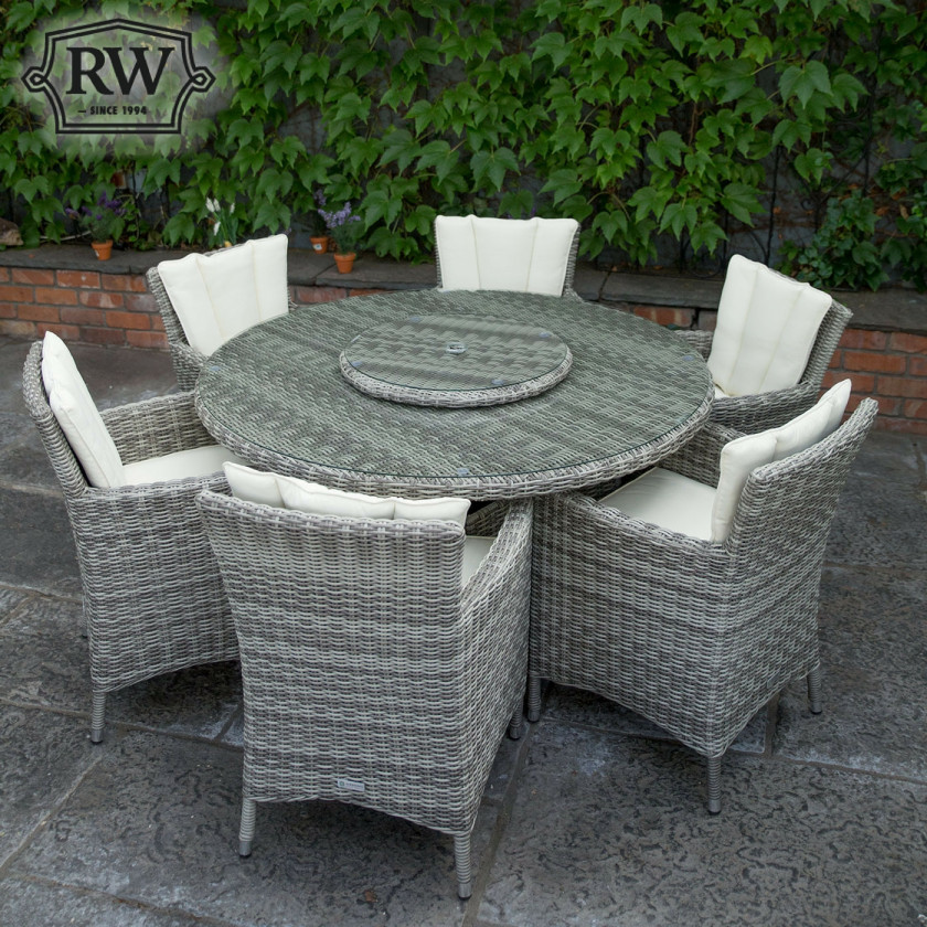 Oxford - 6 Seat Set with 135cm Round Table (Light Grey)
