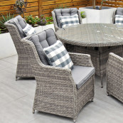 Yale 6 seat set with 135cm round table grey cushions