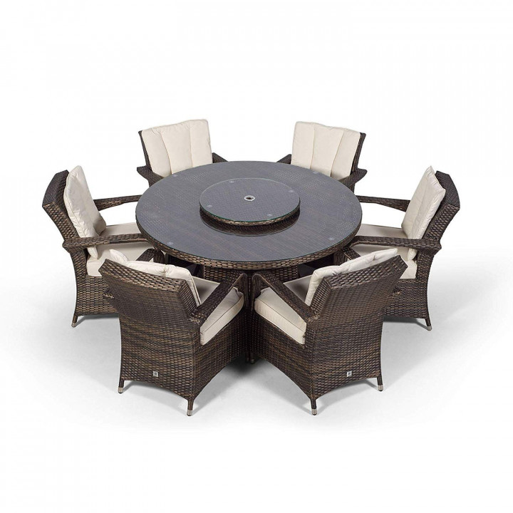 Rw bari 6 seater dark set with lazy susan