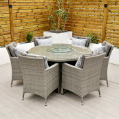 Cuba 6 seat set with 135cm round table light grey