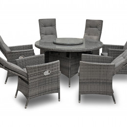 Montreal 6 seater round reclining set with lazy susan
