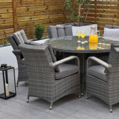 Ottawa 6 seater set with 155cm round table with lazy susan grey