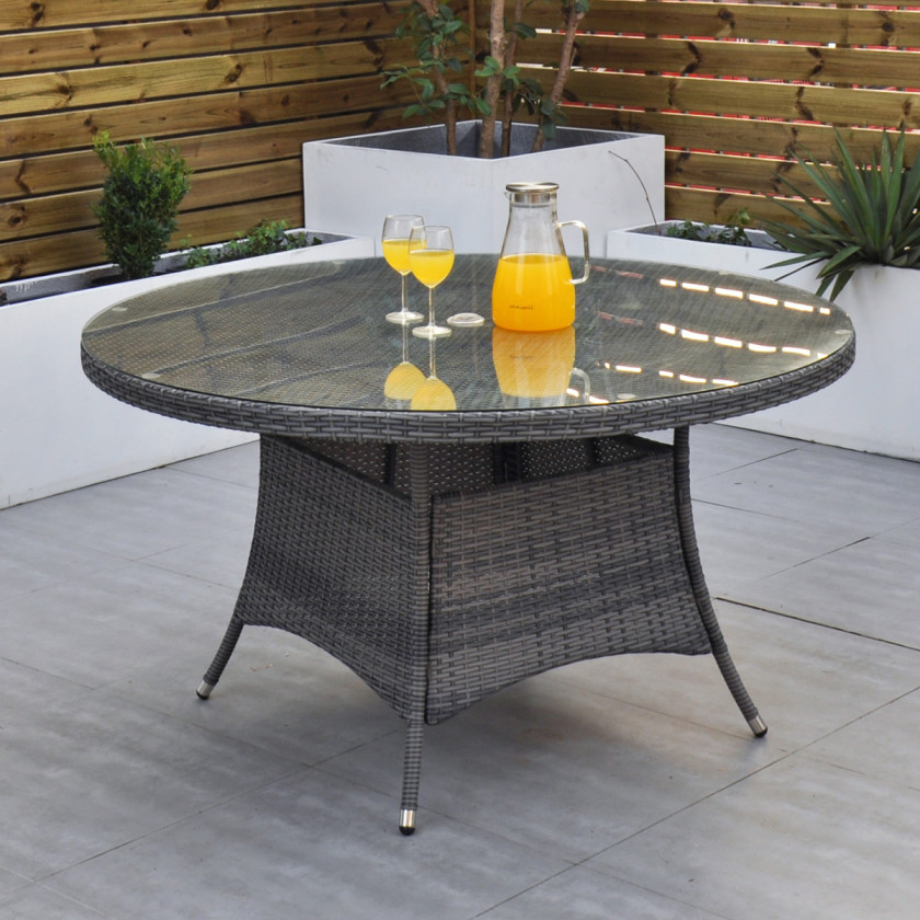 Ottawa - 6 seater Set with 155cm Round Table with Lazy Susan (Grey)