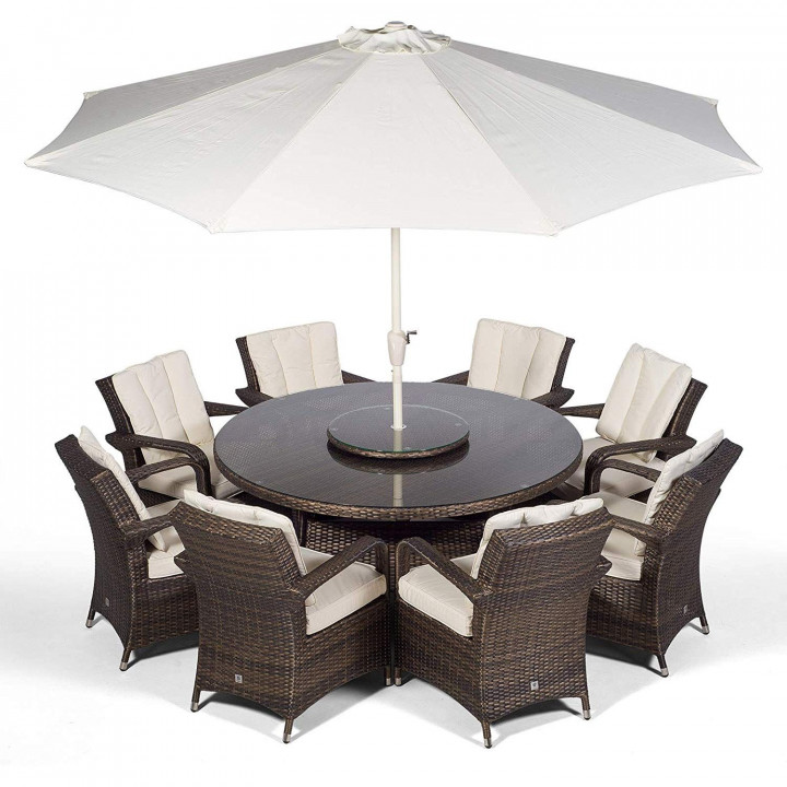 Rw bari 8 seater dark set with lazy susan