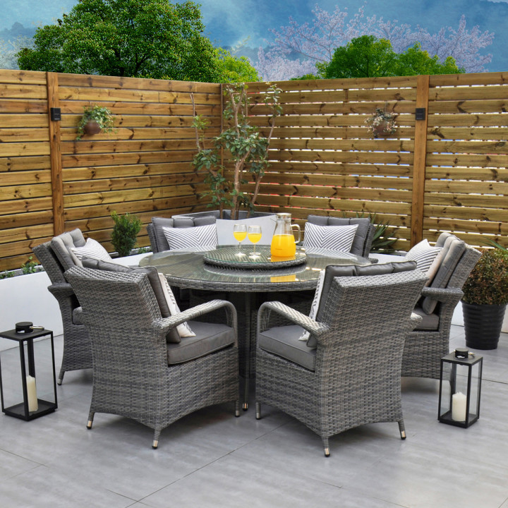 Rw 6 seater round set with 155cm table and lazy susan