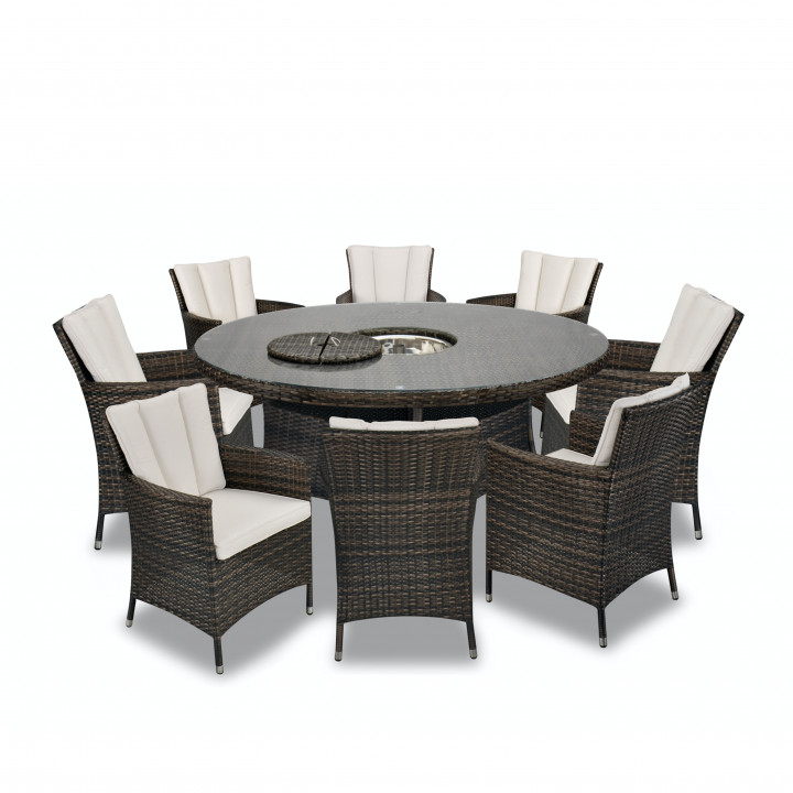 Rw 8 seater round dark set with ice bucket