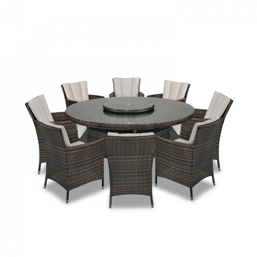 Montreal - 8 Seater Round Dark Set with Lazy Susan