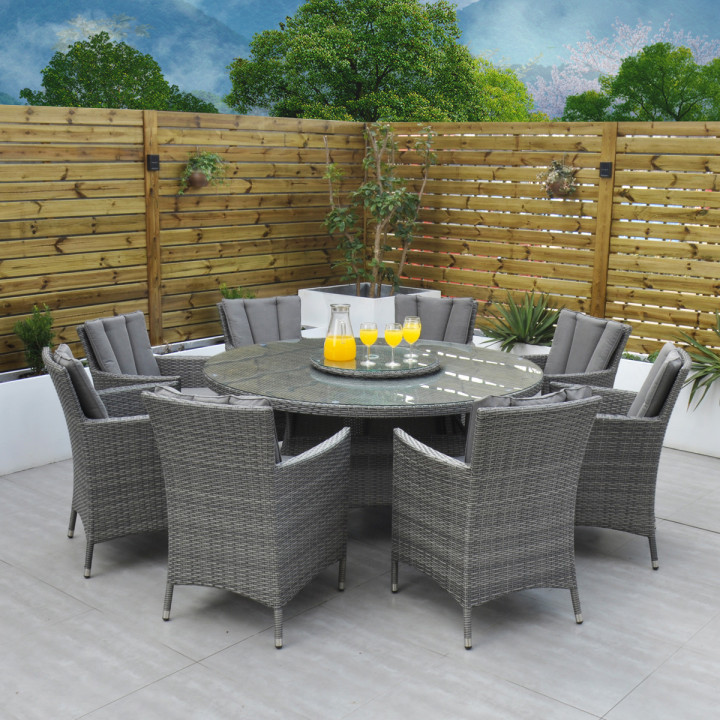 Rw 8 seater round set with lazy susan
