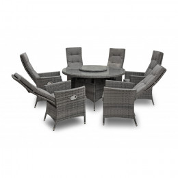 Rw 6 seater reclining set with 155cm round table and lazy susan