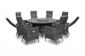 Rw 8 seater round reclining set with lazy susan