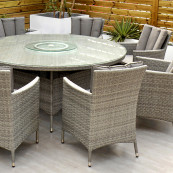 Cuba 8 seat set with 170cm round table light grey