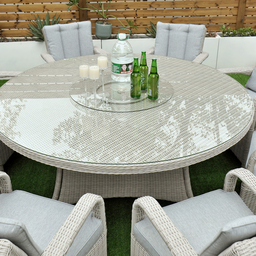 Sorrento - 8 Seat Set with 170cm Round Table (White Washed)