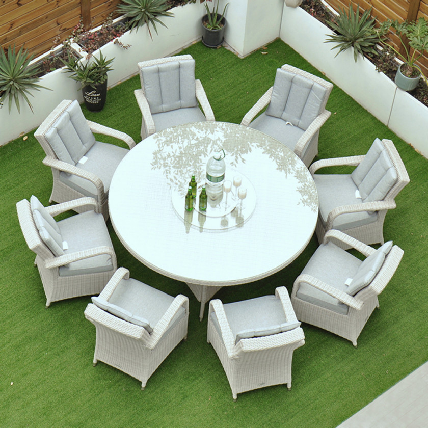 Sorrento - 8 Seat Set with 170cm Round Table (White Washed)