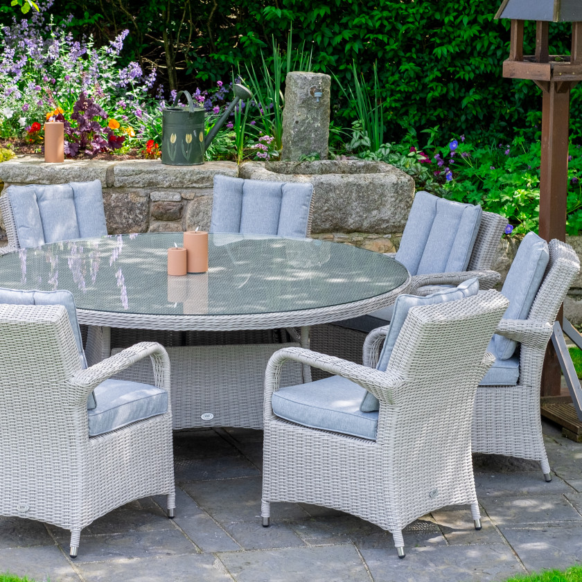 Sorrento - 8 Seat Set with 170cm Round Table (White Washed)