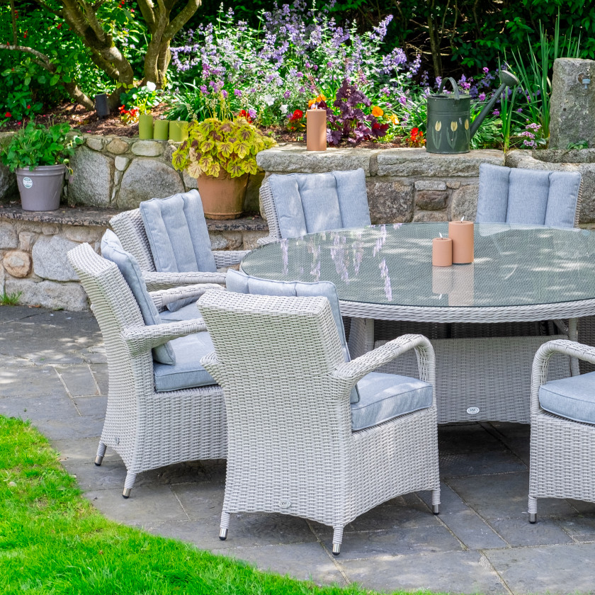 Sorrento - 8 Seat Set with 170cm Round Table (White Washed)