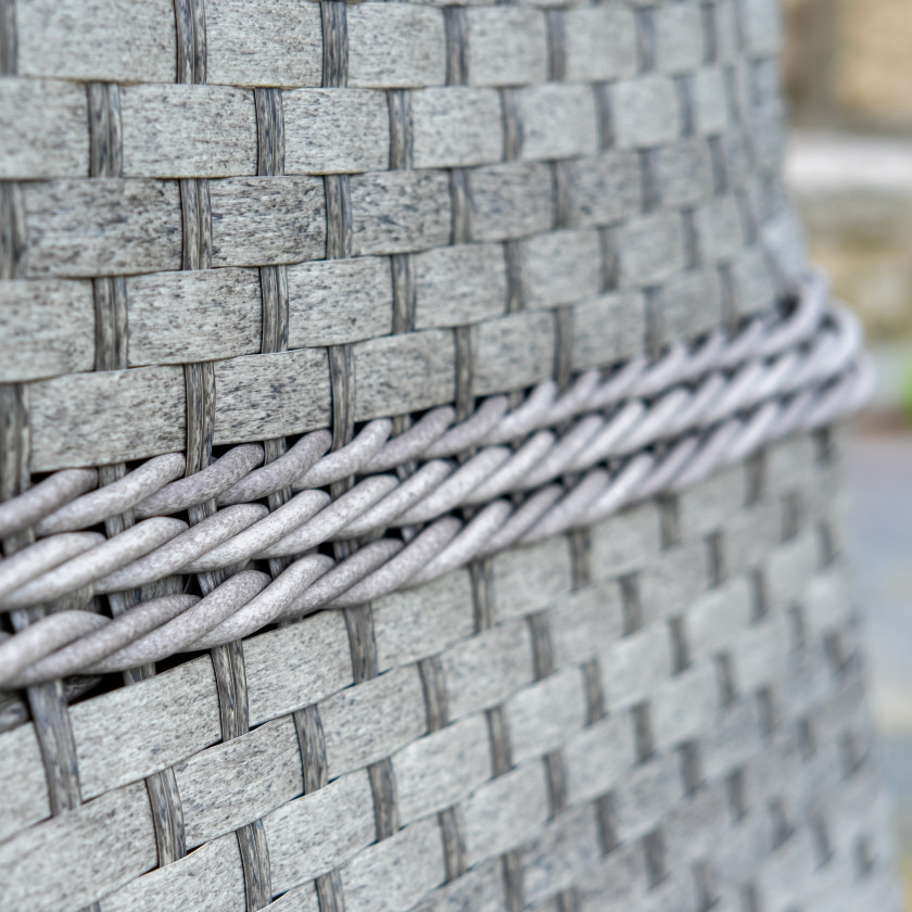 Bali - Rattan Bistro Set with Table & Two Armchairs with Cushions (Grey)