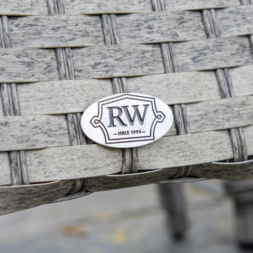 Bali - Rattan Bistro Set with Table & Two Armchairs with Cushions (Grey)