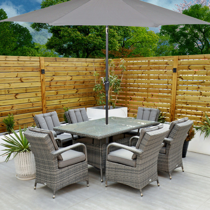 Rw 6 seat set with rectangular table dark grey