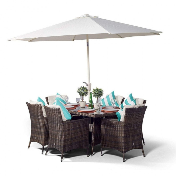 Sahara 6 seat set with rectangular table dark brown