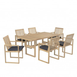 Fiji 6 seat set with rectangle table light brown