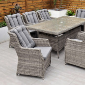 Yale 8 seat set with rectangular table grey cushions