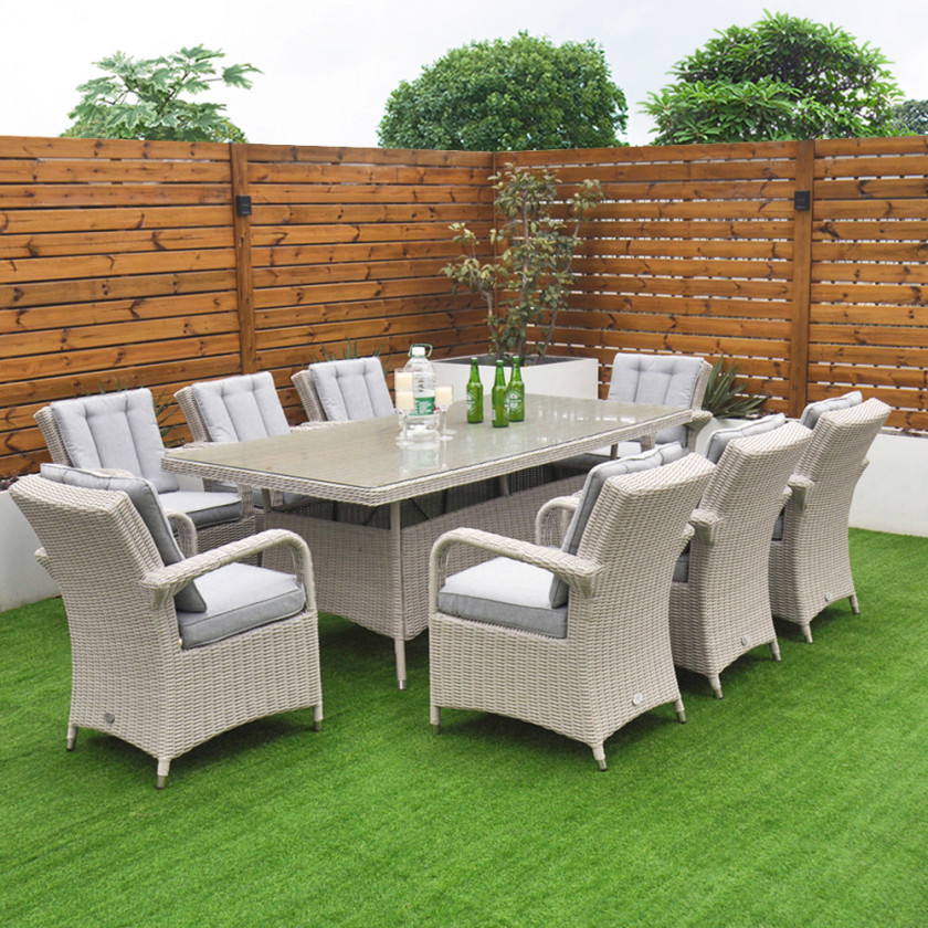 Sorrento - 8 Seat Set with 200 cm Rectangular Table (White Washed)