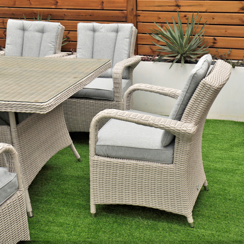 Sorrento - 8 Seat Set with 200 cm Rectangular Table (White Washed)