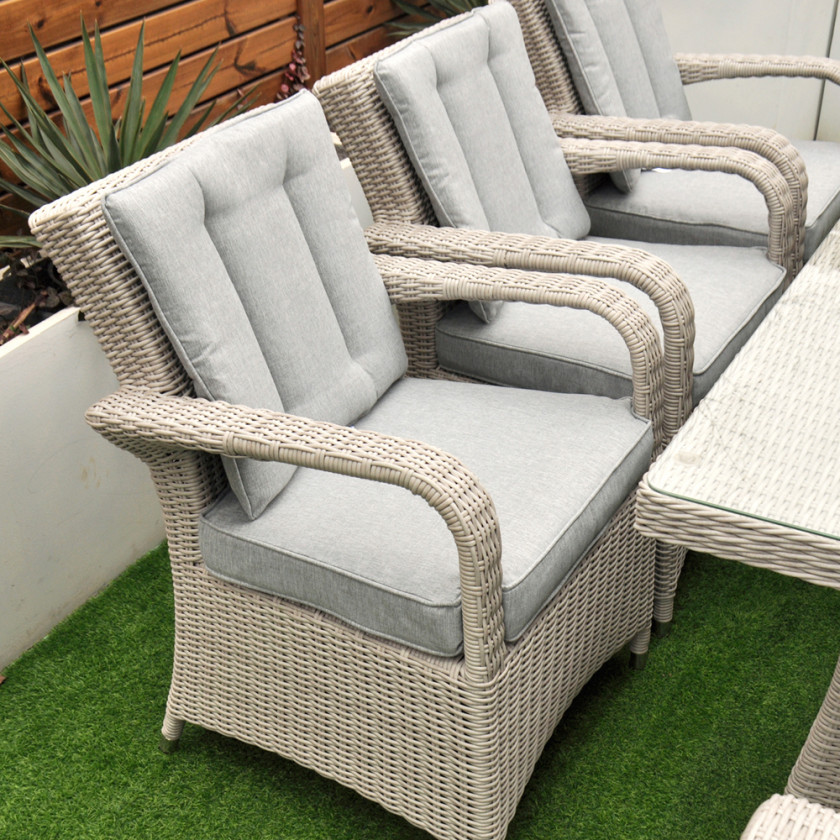 Sorrento - 8 Seat Set with 200 cm Rectangular Table (White Washed)