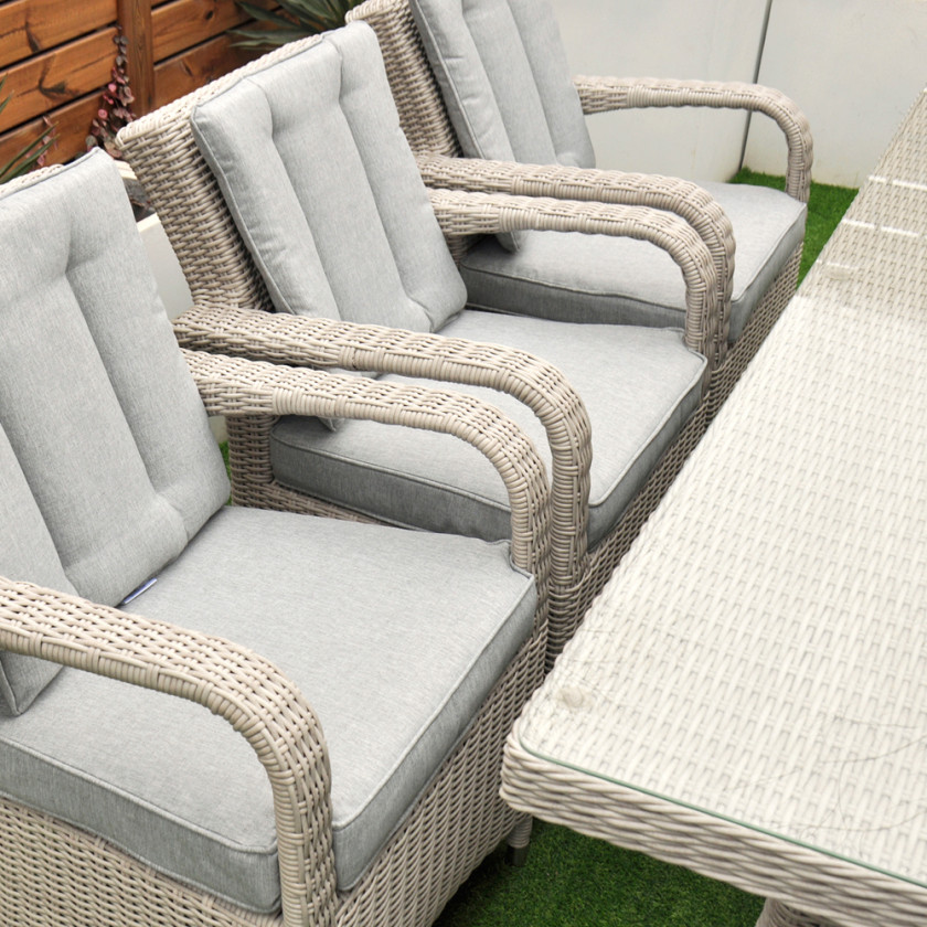 Sorrento - 8 Seat Set with 200 cm Rectangular Table (White Washed)