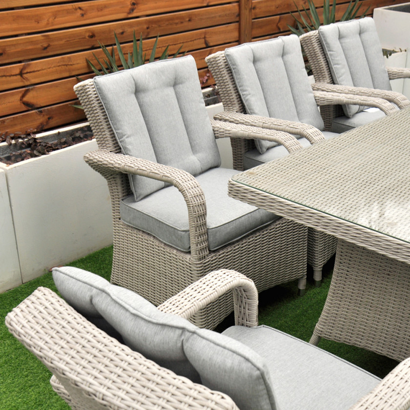 Sorrento - 8 Seat Set with 200 cm Rectangular Table (White Washed)