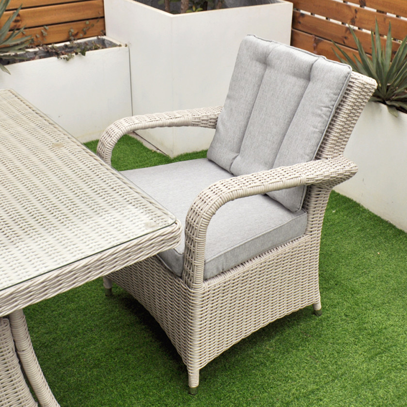 Sorrento - 8 Seat Set with 200 cm Rectangular Table (White Washed)